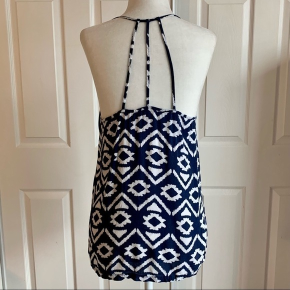 No Boundaries Navy Block Print Rayon Tank Top - Picture 3 of 6